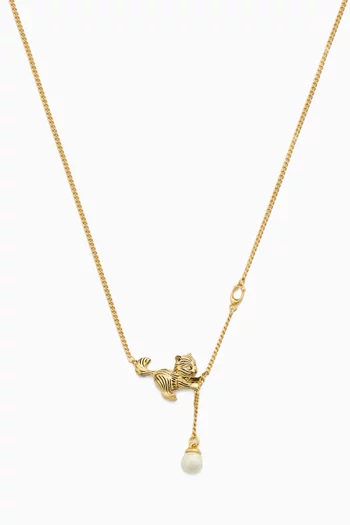 Cat Pendant Necklace in Plated Brass