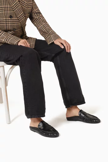 Le Loafer Mules in Shiny Creased Leather
