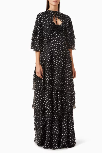 فستان وبوليرو بنقشة منقطة شيفون