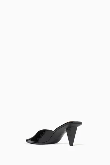 Iris 65 Mules in Croc-embossed Leather