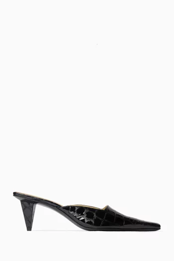 Iris 65 Mules in Croc-embossed Leather