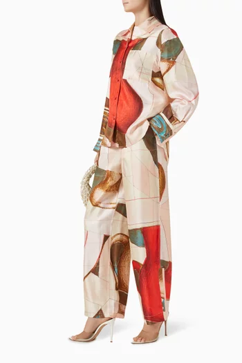 بنطال مانويلا بقصة فضفاضة حرير