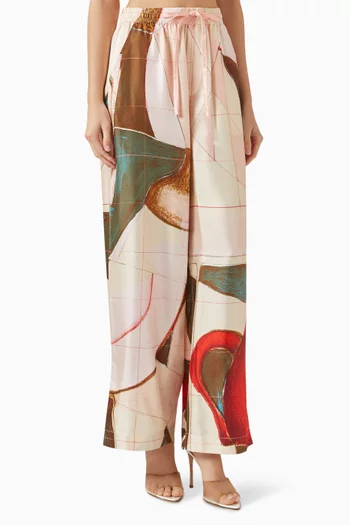 بنطال مانويلا بقصة فضفاضة حرير