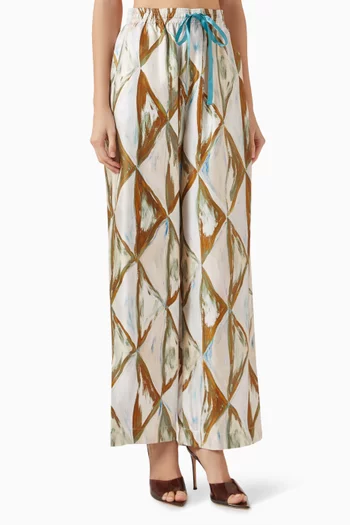 بنطال مانويلا بقصة فضفاضة حرير