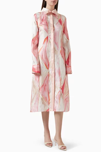 فستان ميريام متوسط الطول بنمط قميص