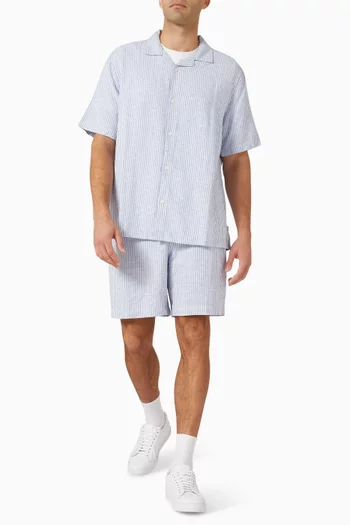 Didcot Textured Stripe Shirt in Linen-blend