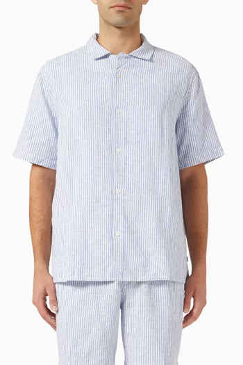 Didcot Textured Stripe Shirt in Linen-blend