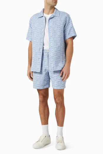 قميص ديدكوت بنقشة هندسية مزيج قطن