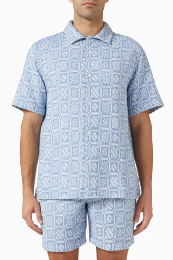 قميص ديدكوت بنقشة هندسية مزيج قطن