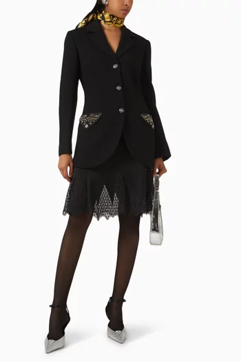 جاكيت مطرز بحلي معدنية صوف بكر