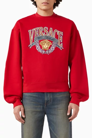 سويت شيرت بشعار الماركة مطرز بالترتر قطن