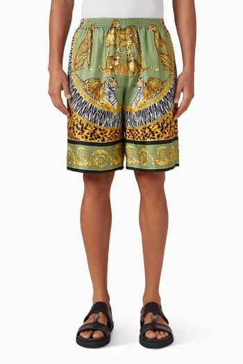 Wild Cats Shorts in Silk Twill
