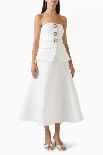 فستان متوسط الطول بتصميم باندو تفتا