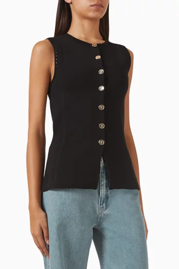 بلوزة مالون بأزرار قماش شبكي