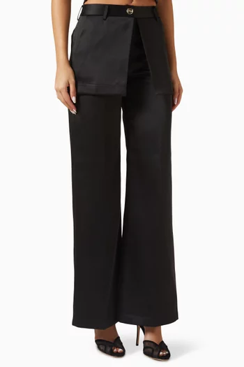 Pano Skirt-effect Pants in Satin