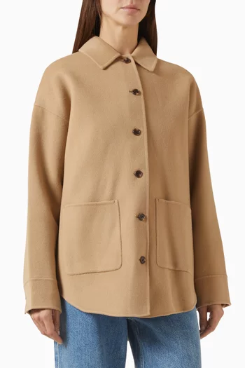 Button-up Shirt Jacket in Wool Blend