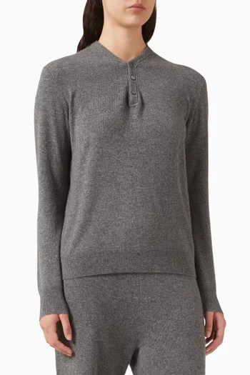 V-neck Polo Sweater in Cashmere