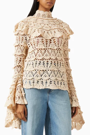 Hypnotic Hand-Crochet Sweater in Cotton