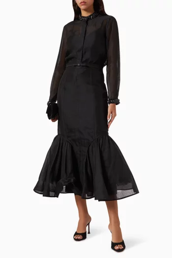 Hypnotic Jewelled Body Shirt in Linen-silk