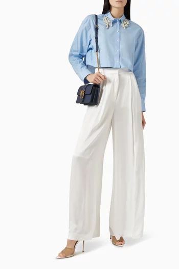 Bejewelled Cropped Shirt in Cotton