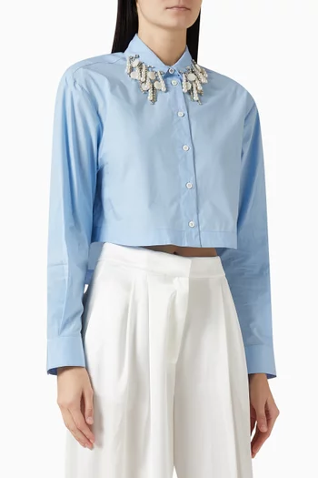 Bejewelled Cropped Shirt in Cotton