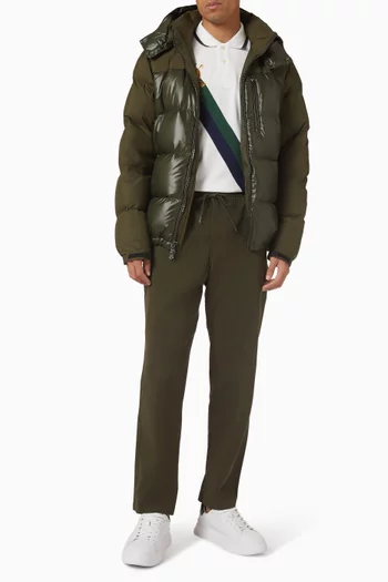 Flat Front Drawstring Pants in Stretch Cotton