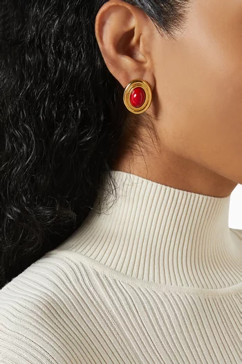 Prize Burgundy Earrings in Enamel & Brass