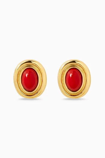 Prize Burgundy Earrings in Enamel & Brass