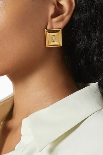 أقراط بلازا مربعة نحاس مطلي ذهب