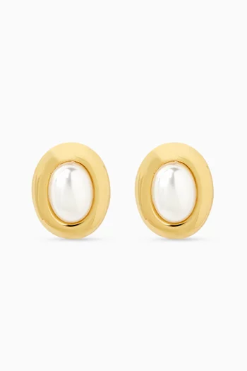 Treasure Pearl Earrings in Gold-Plated Brass
