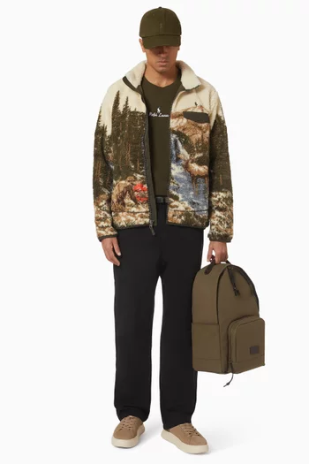 Printed Relaxed Jacket in Fleece