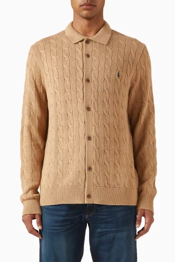 كارديغان منسوج بغرزة الضفيرة  قطن