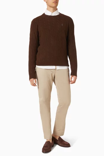 سترة منسوجة بغرزة الضفيرة صوف وكشمير