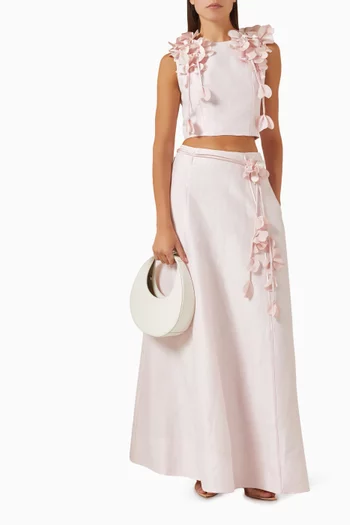 Camille Flower Top in Linen-viscose