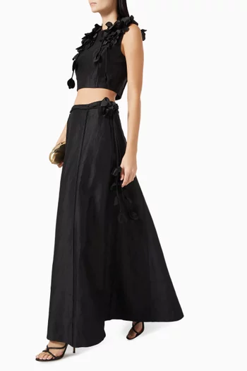 Camille Midi Skirt in Linen-viscose