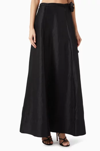 Camille Midi Skirt in Linen-viscose