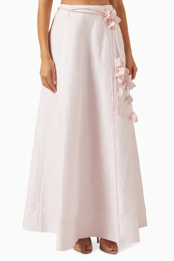 Camille Midi Skirt in Linen-viscose