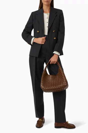 جاكيت بأزرار معدنية على شكل عقدة نسيج مولين وصوف