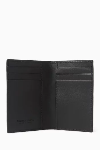 Flap Card Case in Intrecciato Leather