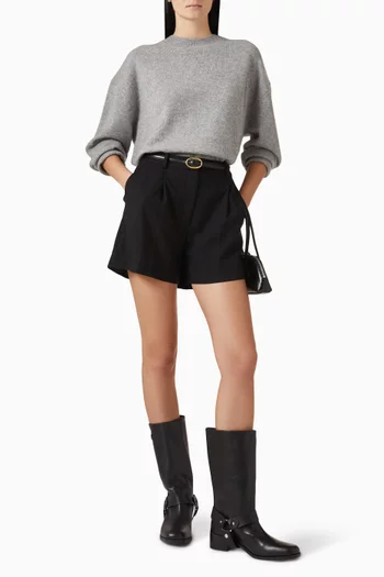 سترة لي منسوجة بفتحة رقبة مستديرة