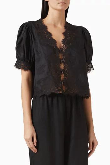 Idella Embroidered  Top in Ramie