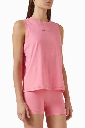 بلوزة شيفت بتصميم بلا أكمام قطن عضوي