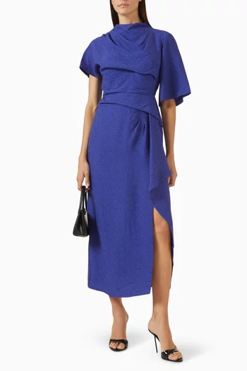 فستان بقصة غير متماثلة وفتحة مزيج رايون