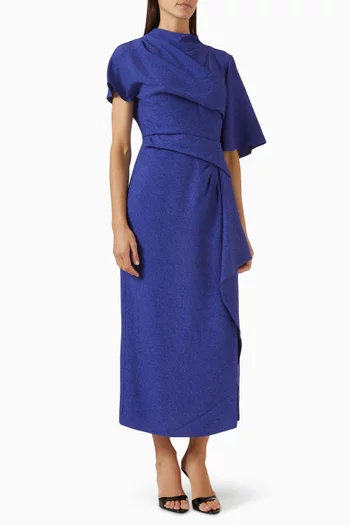 فستان بقصة غير متماثلة وفتحة مزيج رايون