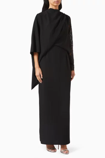 فستان متوسط الطول بدرابيه