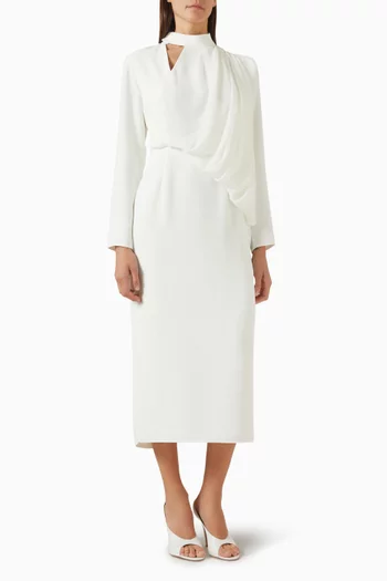 فستان متوسط الطول بفتحات