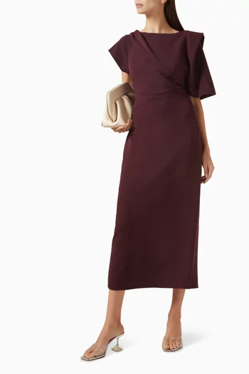 فستان متوسط الطول بدرابيه