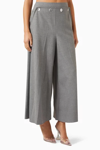 Button-detail Wide-leg Pants