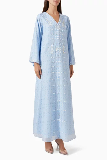 فستان مزين بتطريزات أورجانزا