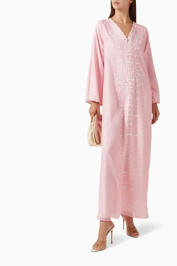 فستان مزين بتطريزات أورجانزا